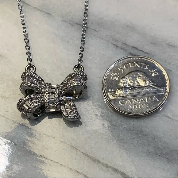 Silver Bow Pendant Necklace - Picture 4 of 4